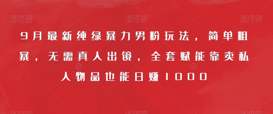 9月最新纯绿暴力男粉玩法，简单粗暴，无需真人出镜，全套赋能靠卖私人物品也能日赚1000