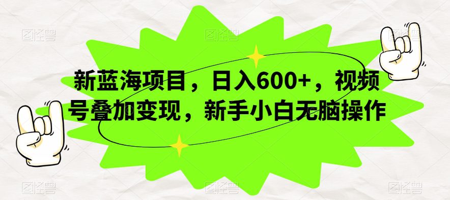 新蓝海项目，日入600+，视频号叠加变现，新手小白无脑操作【揭秘】