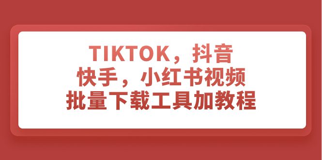 （7714期）TIKTOK，抖音，快手，小红书视频批量下载工具加教程