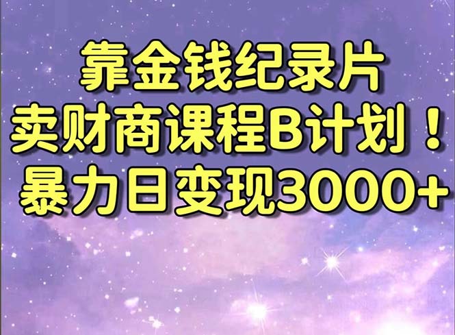 （8944期）靠金钱纪录片卖财商课程B计划！暴力日变现3000+，喂饭式干货教程！