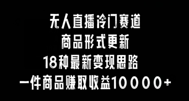 无人直播冷门赛道，商品形式更新，18种变现思路，一件商品赚取收益10000+