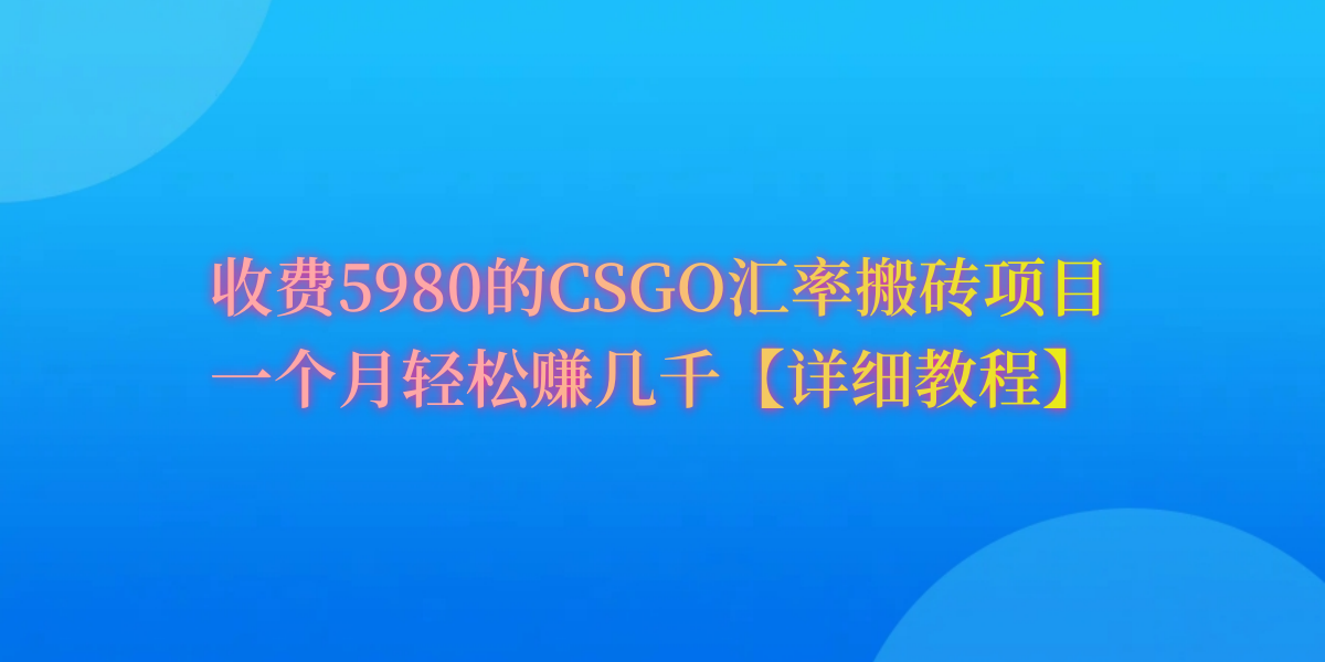 （9776期）CSGO装备搬砖，月综合收益率高达60%，你也可以！