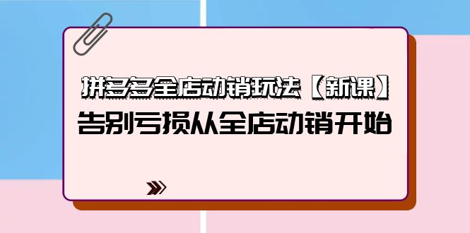 （9974期）拼多多全店动销玩法【新课】，告别亏损从全店动销开始（4节视频课）