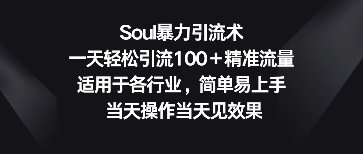 Soul暴力引流术，一天轻松引流100＋精准流量，适用于各行业，简单易上手！