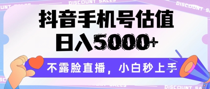 抖音手机号估值，日入5000+，不露脸直播，小白秒上手