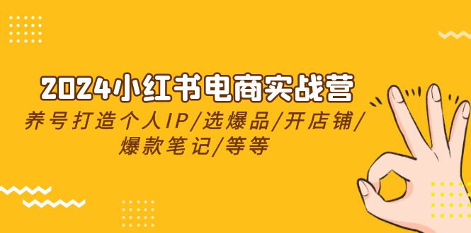 （10375期）2024小红书电商实战营，养号打造IP/选爆品/开店铺/爆款笔记/等等（24节）