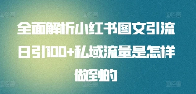 全面解析小红书图文引流日引100私域流量是怎样做到的