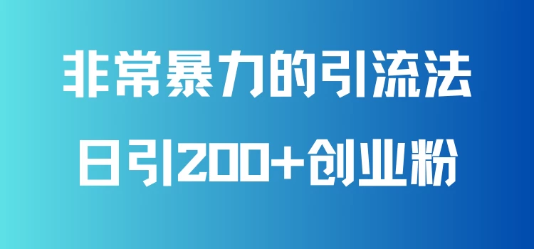 非常暴力的引流方法，可日引200+创业粉，靠卖项目月入10W+