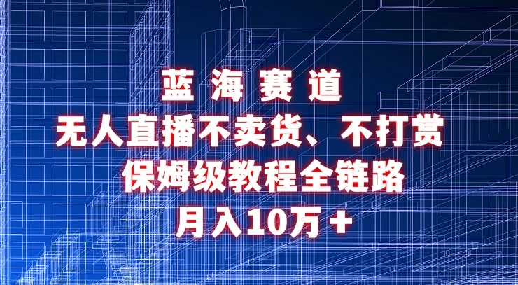 无人直播不卖货、不打赏保姆级教程全链路 月入10万＋