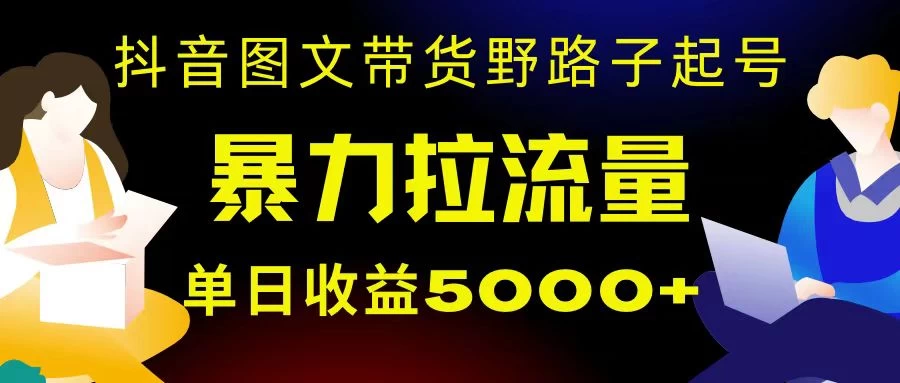 抖音图文带货暴力起号，单日收益 5000+，野路子玩法，简单易上手，一部手机即可