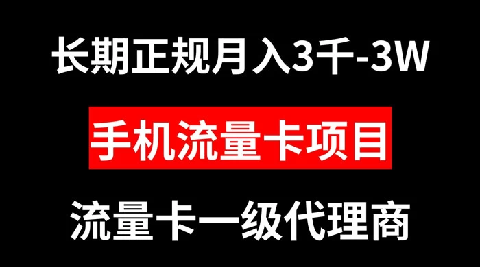 手机流量卡代理月入 3000-3w 长期正规项目