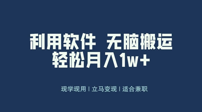 最新蓝海独家玩法，利用软件无脑搬运，小白轻松日入1000＋