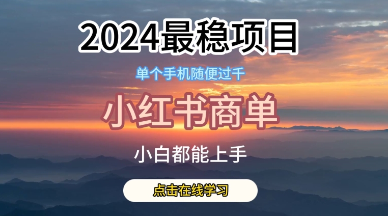 2024最稳蓝海项目，小红书商单项目，没有之一