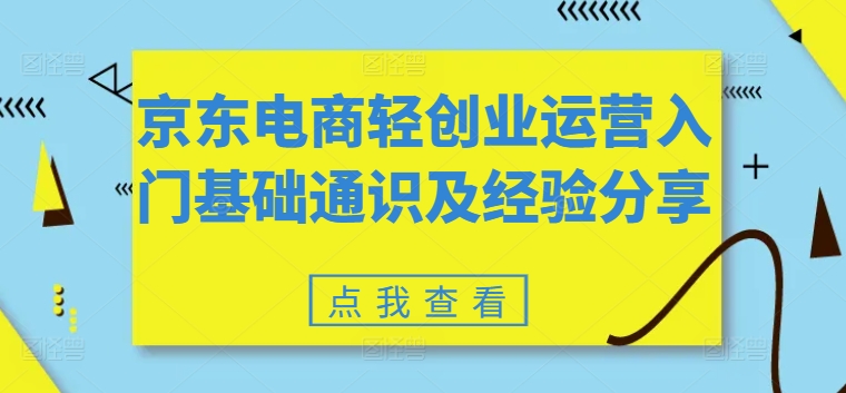 京东电商轻创业运营入门基础通识及经验分享-巴叔叔创业网