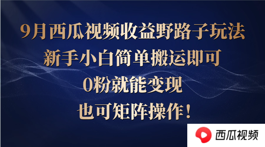 （12760期）西瓜视频收益野路子玩法，新手小白简单搬运即可，0粉就能变现，也可矩…