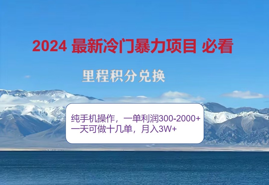 2024惊爆冷门暴利，里程积分最新玩法，高爆发期，一单300+—2000+