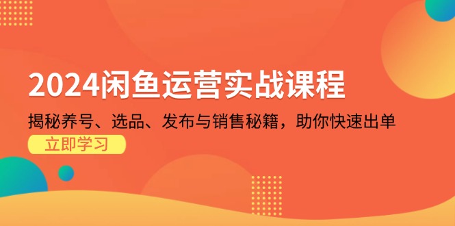 （13290期）2024闲鱼运营实战课程：揭秘养号、选品、发布与销售秘籍，助你快速出单-牛角知识库