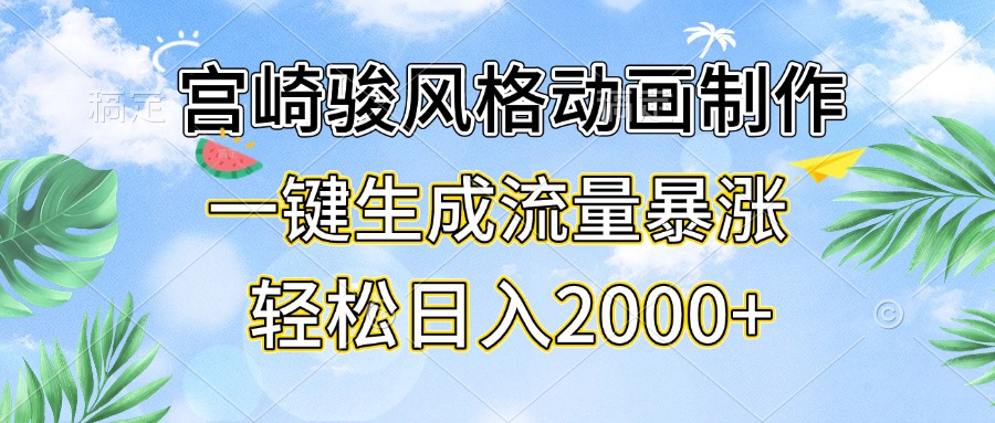 （13386期）宫崎骏风格动画制作，一键生成流量暴涨，轻松日入2000+